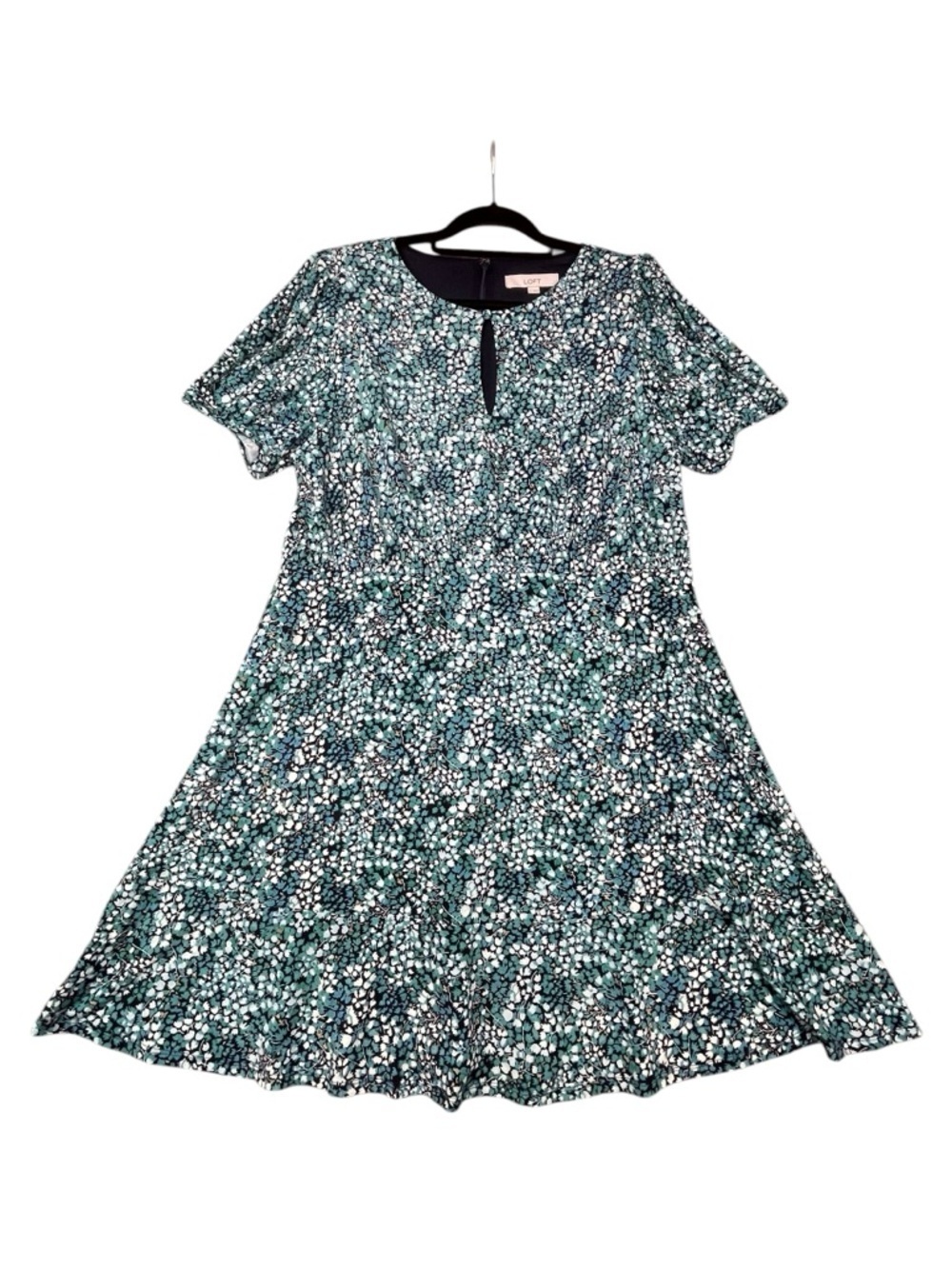 Loft Floral Wildflower Puff Sleeve Office Date Night Swing Flare Dress Sz 14
